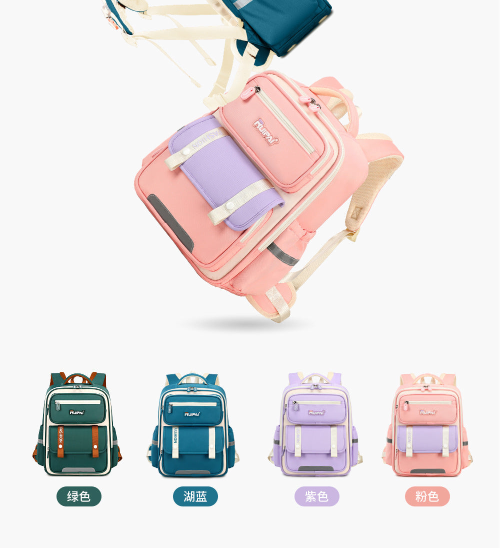 Papababy嚴選 瑞牌正品 兒童護脊書包 小學生減負防水後背包 大容量多隔層