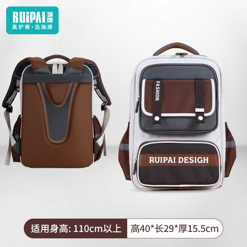 Papababy嚴選 瑞牌正品 兒童護脊書包 小學生減負防水後背包 大容量多隔層